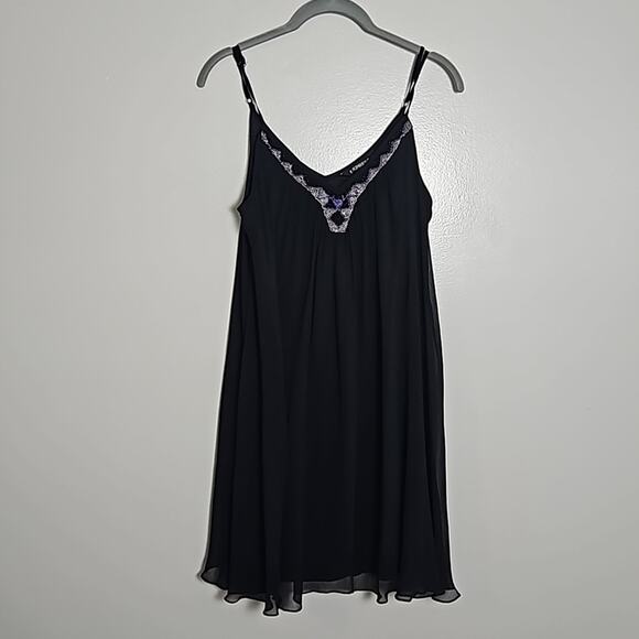EUC Express Strappy Beaded V Neck Slip Dress Sz Medium - Picture 2 of 12